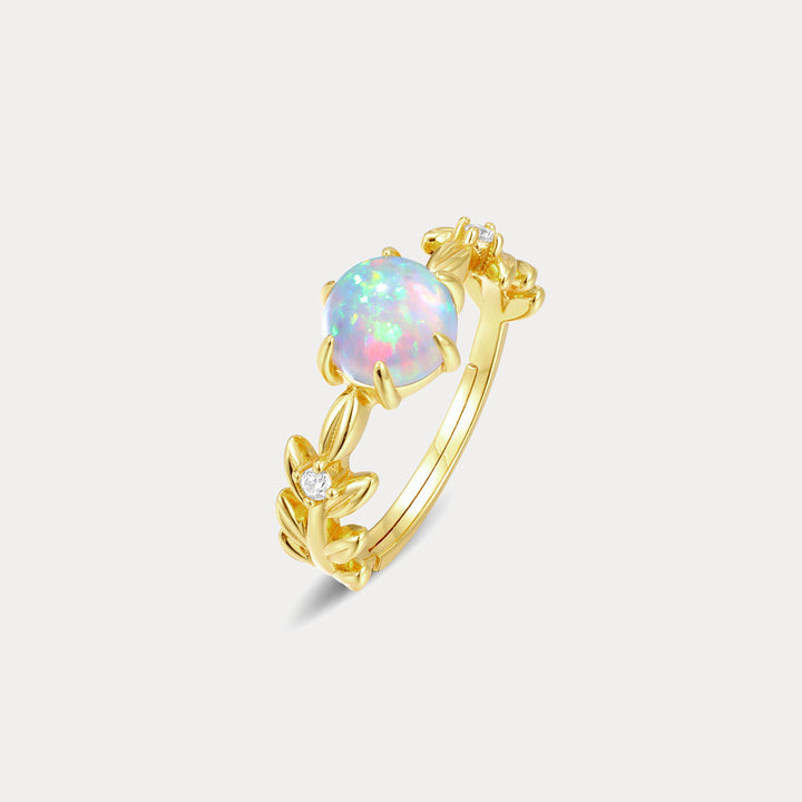 Opal Olive Adjustable Ring