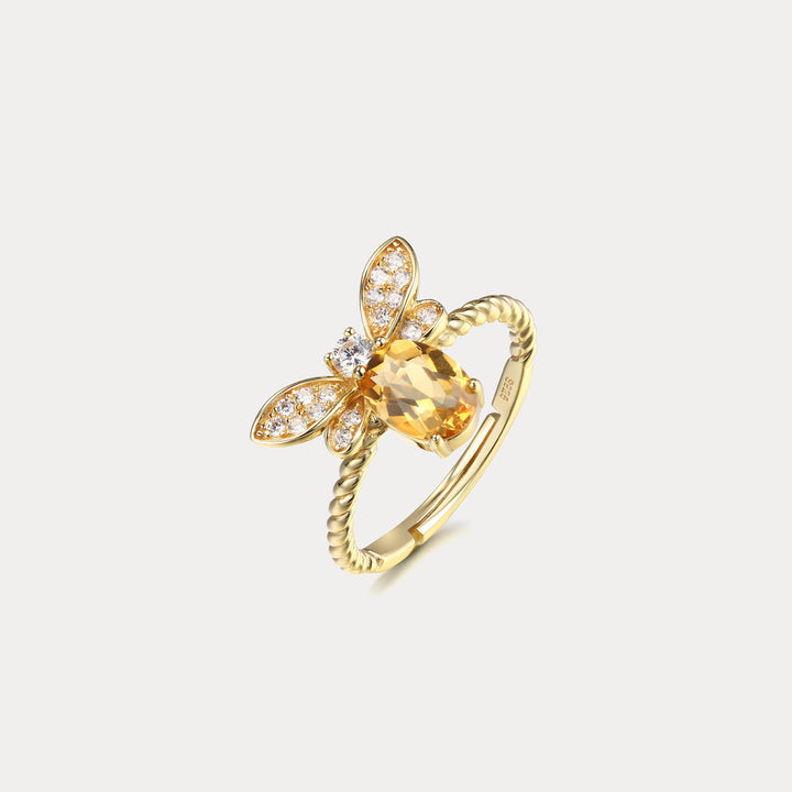 Selenichast Citrine Honey Bee Ring