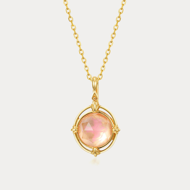 Selenichast Pink Round Crystal Necklace
