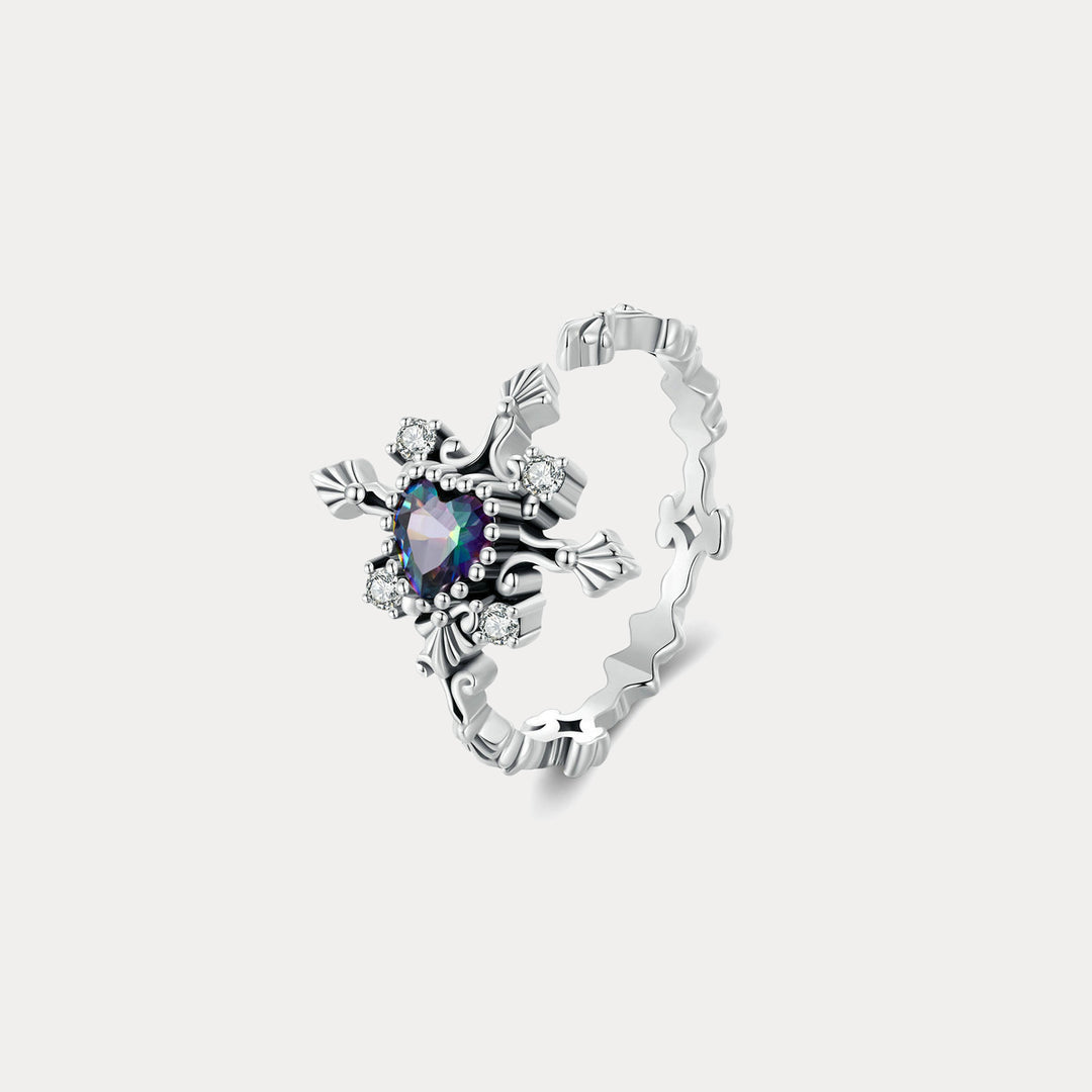 Selenichast Heart Cross Silver Ring