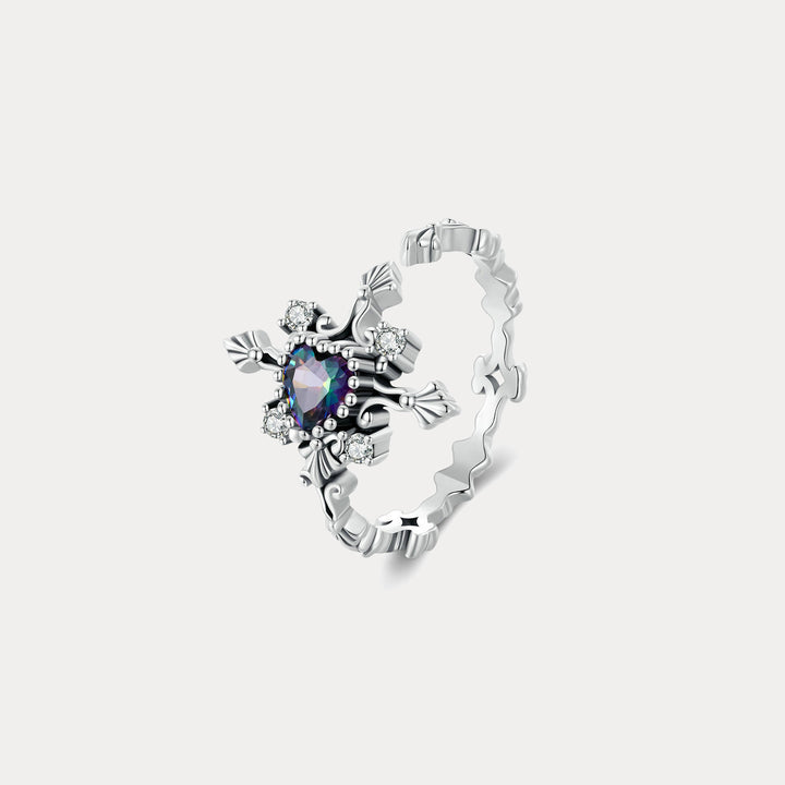 Selenichast Heart Cross Silver Ring