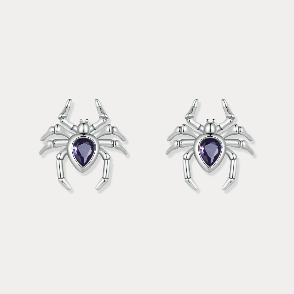 spider lily earrings Selenichast 925 Sterling Silver Gothic Spider Stud Earrings Halloween Jewelry Gift For Women