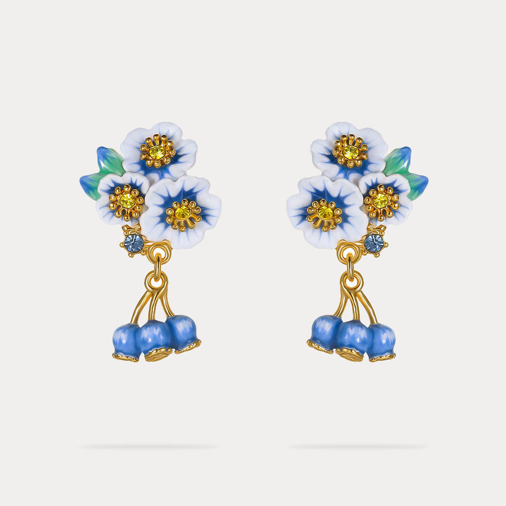 Selenichast Enamel Flower Blueberry Earrings