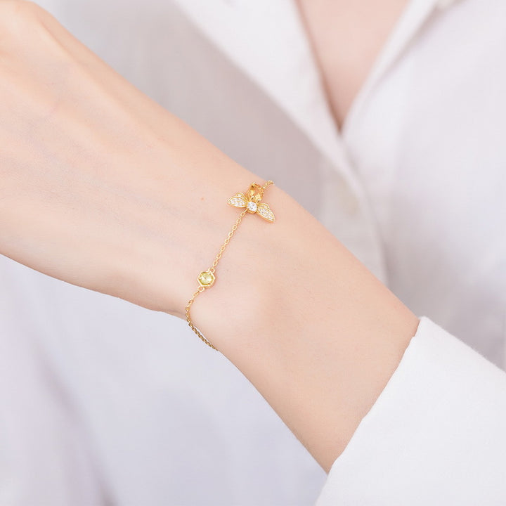 Citrine Honey Bee Sterling Silver Bracelet