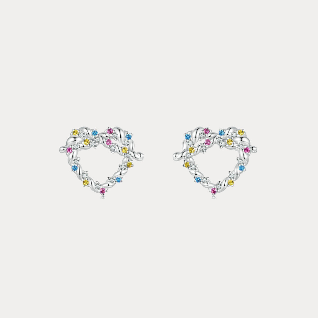 Selenichast Colorful Heart Twist Stud Earrings