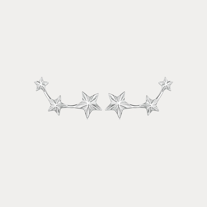 Selenichast Silver Three Stars Stud Earrings