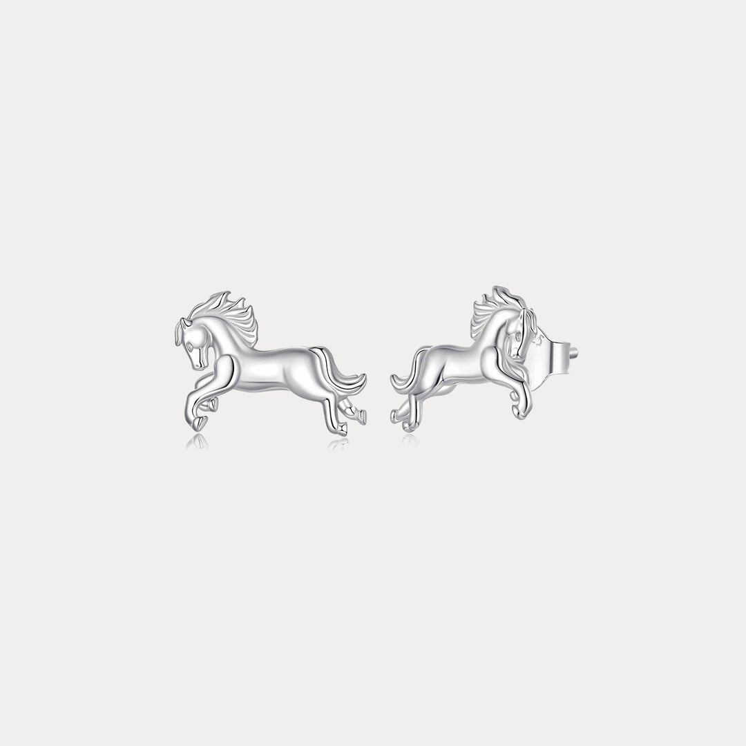 Selenichast Silver Horse Stud Earrings