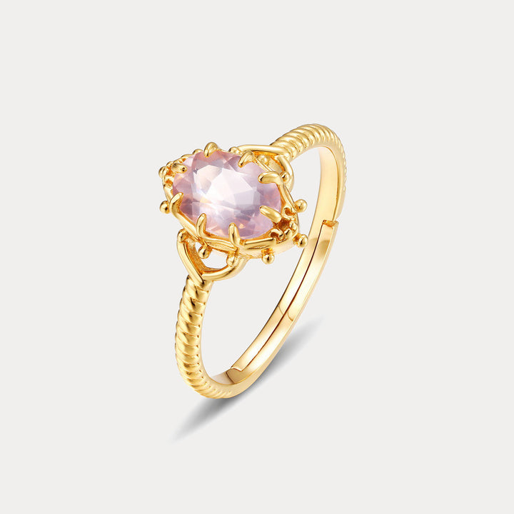 Selenichast Gold Rose Quartz Ring