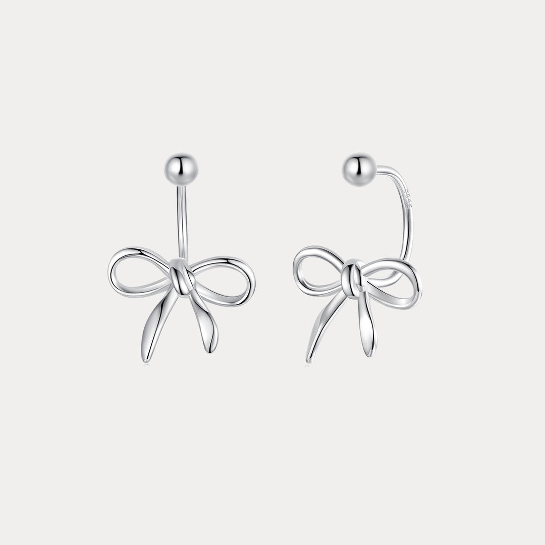 Selenichast Silver Bow Hook Earrings