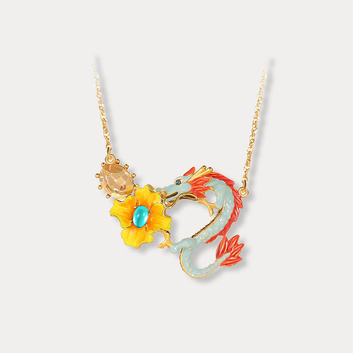 Selenichast Zodiac Dragon Wintersweet Necklace