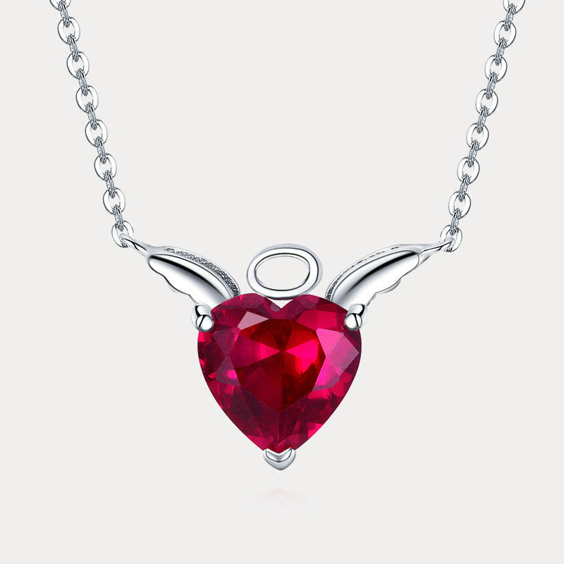 Selenichast Silver Angel Heart Necklace