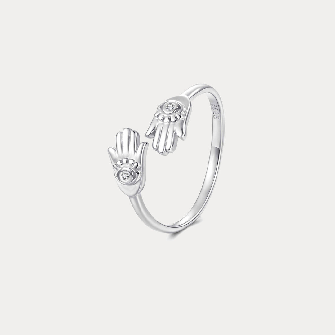 Selenichast Silver Hamsa Hand Ring