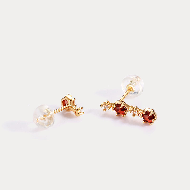 Vintage Asymmetric Garnet Earrings