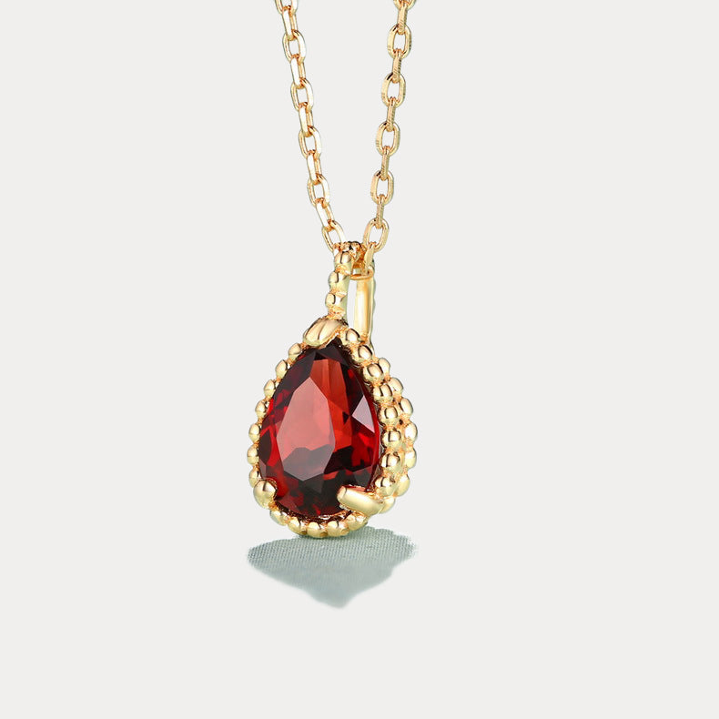 Gold Garnet Morning Dew Necklace