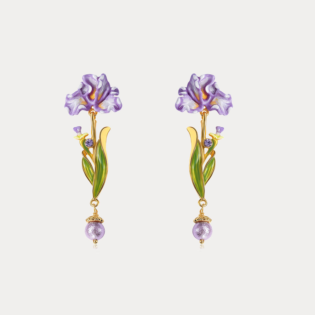 Iris Gold Flower Earrings main image 0