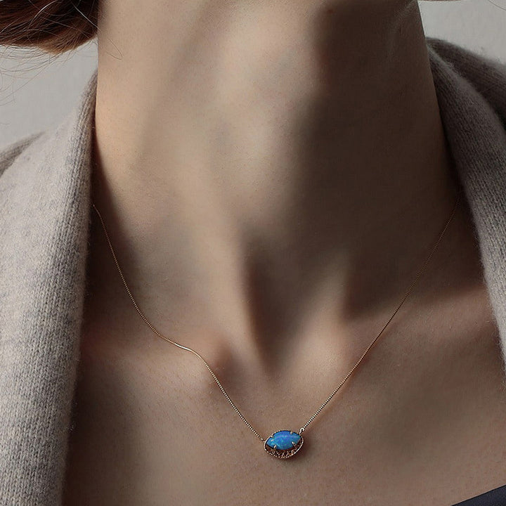 Blue Fire Opal Necklace