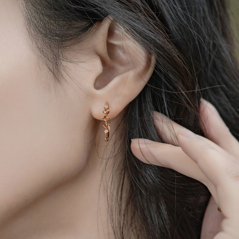 Garnet Hoop Gold Earrings