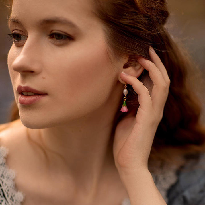 Pink Lily Of The Valley Pearl Earrings