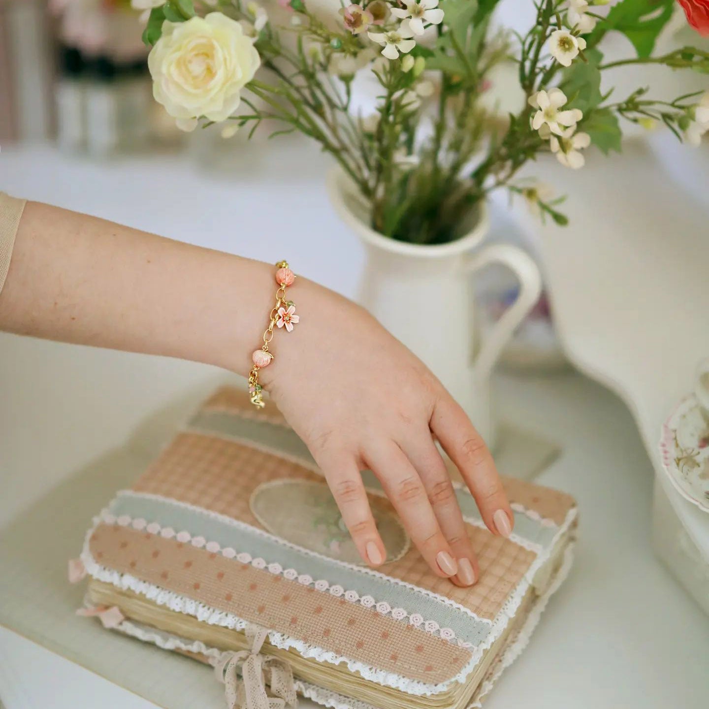 peach blossom bracelet for influencer