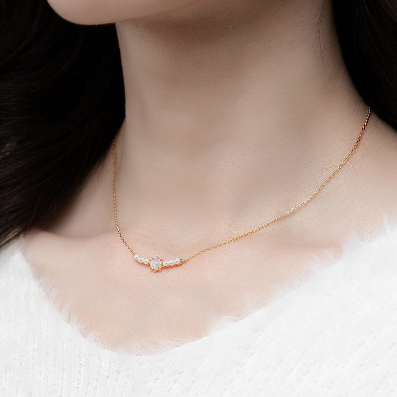 Opal Pearl Gold Necklace