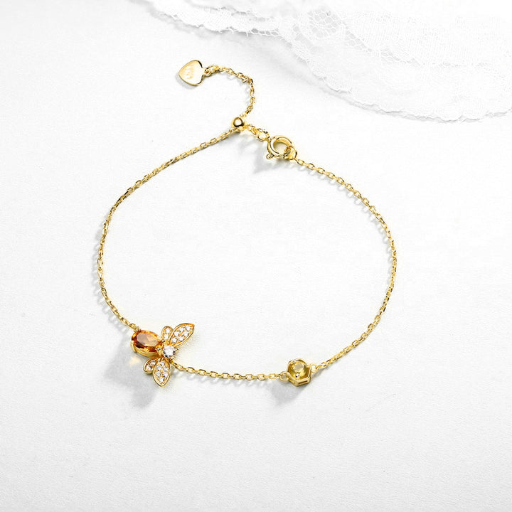Citrine Honey Bee Thin Bracelet