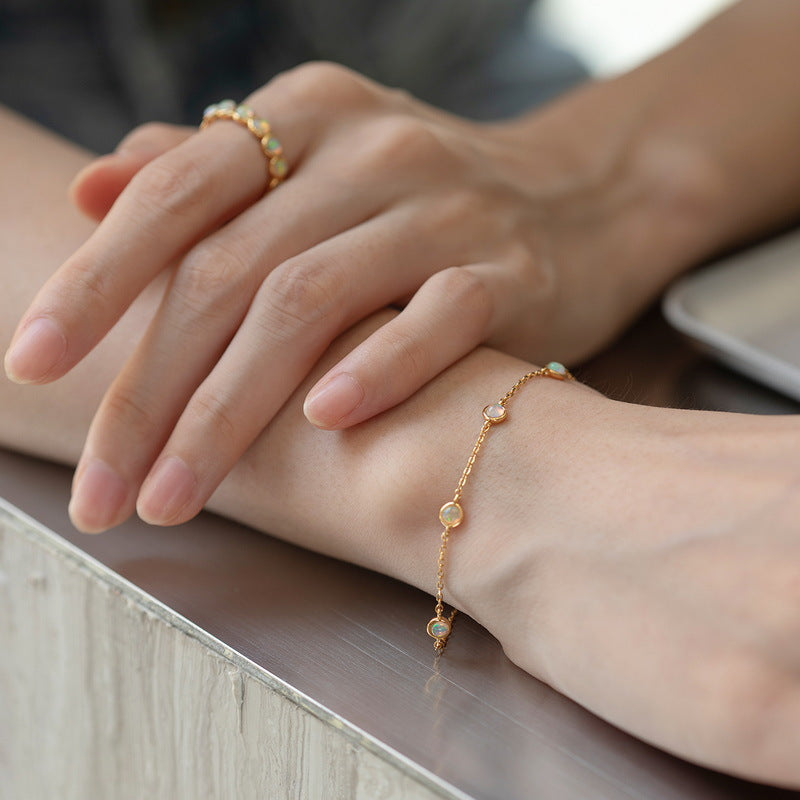 Opal Round Diamond Bracelet and Ring