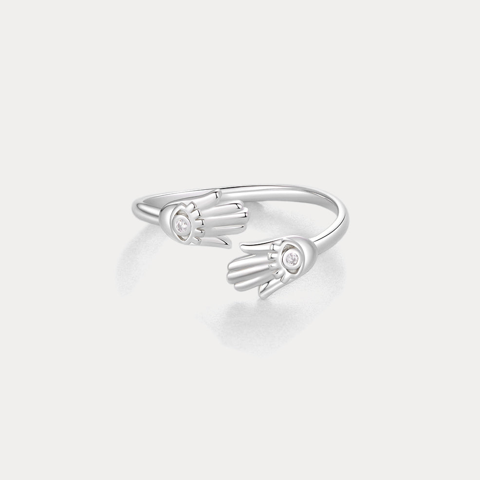 Silver Hamsa Hand Ring