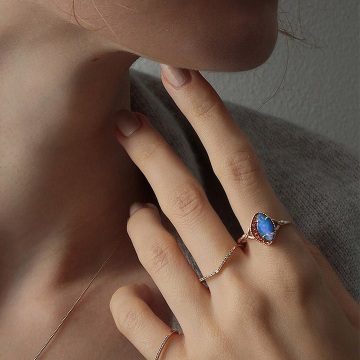 Blue Fire Opal Ring