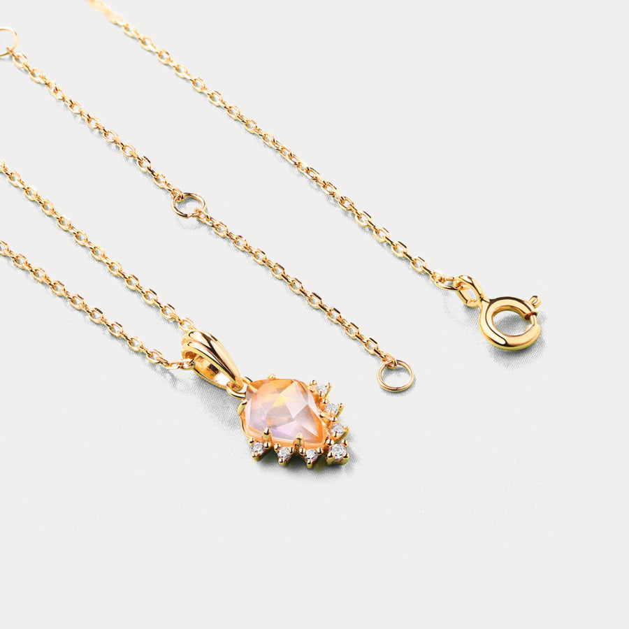 Rose Quartz Crown Pendant Necklace