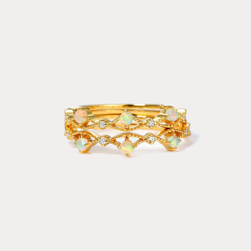 Opal Diamond Adjustable Ring