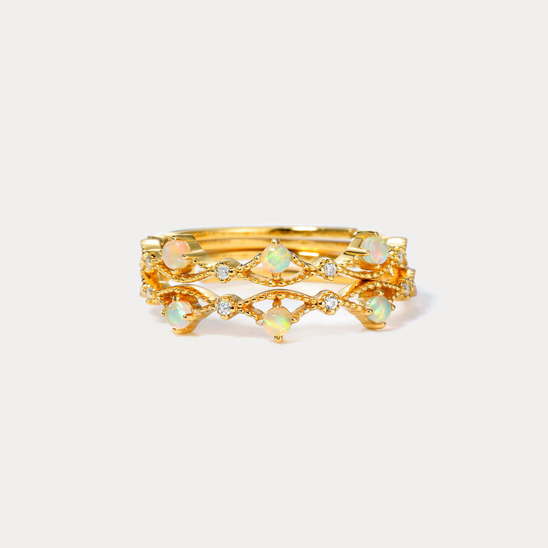 Opal Diamond Adjustable Ring
