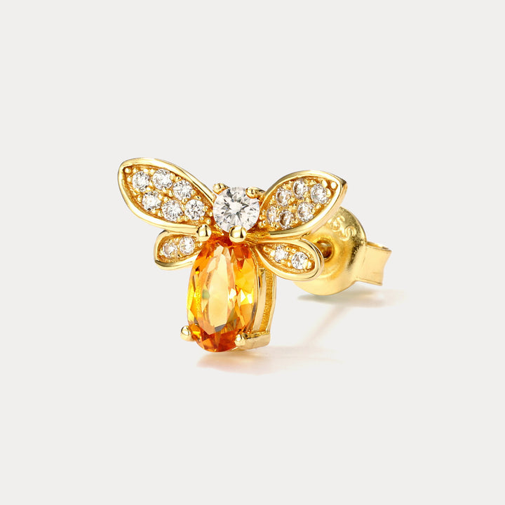 Citrine Honey Bee Stud Earrings