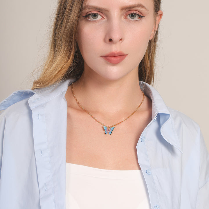 Bluish Violet Butterfly Necklace