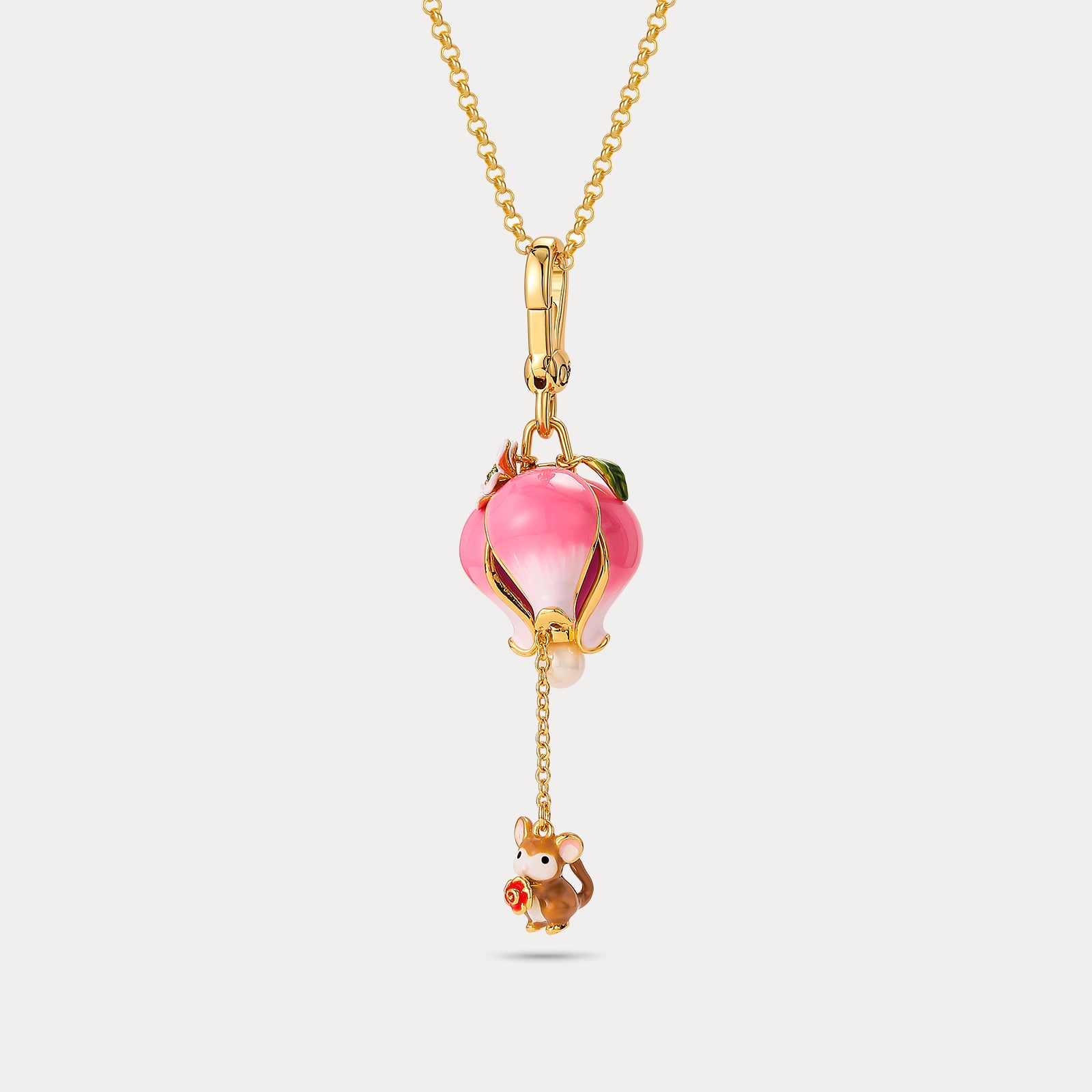 Rose Hamster Locket Necklace Gift for Women