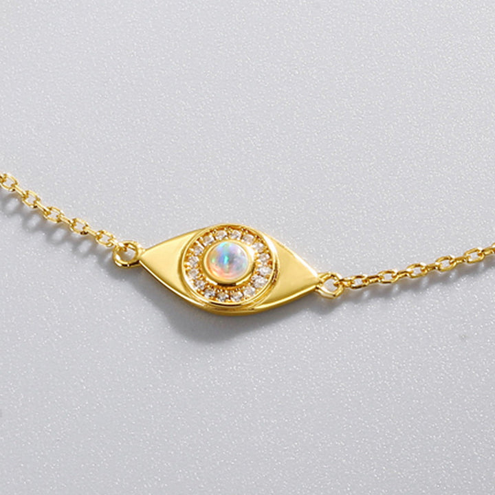 Opal Evil Eye Station Thin Bracelet