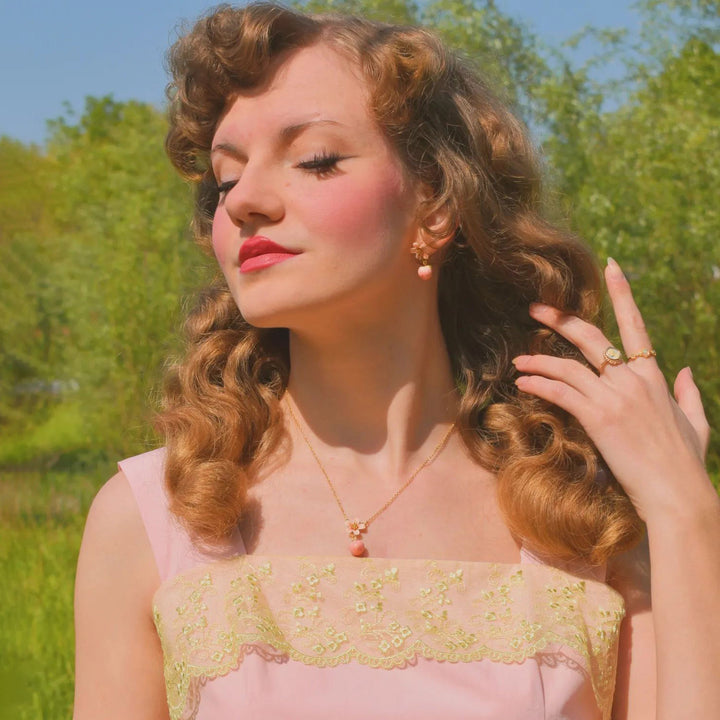 Peach Enamel Jewelry Set