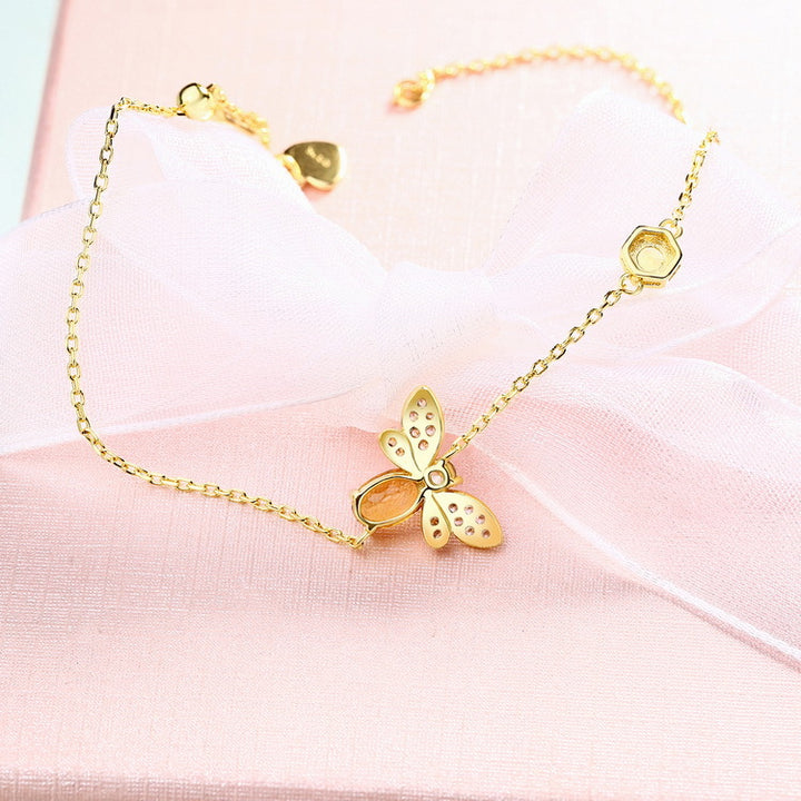 Citrine Honey Bee Bracelet Gift for Wife