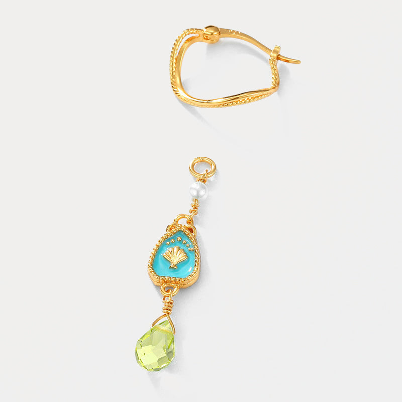 Olivine Enamel Opal Earrings