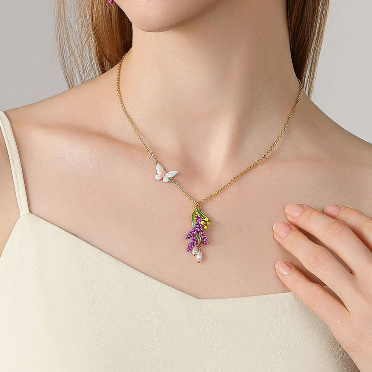 Selenichast Lavender Butterfly Necklace