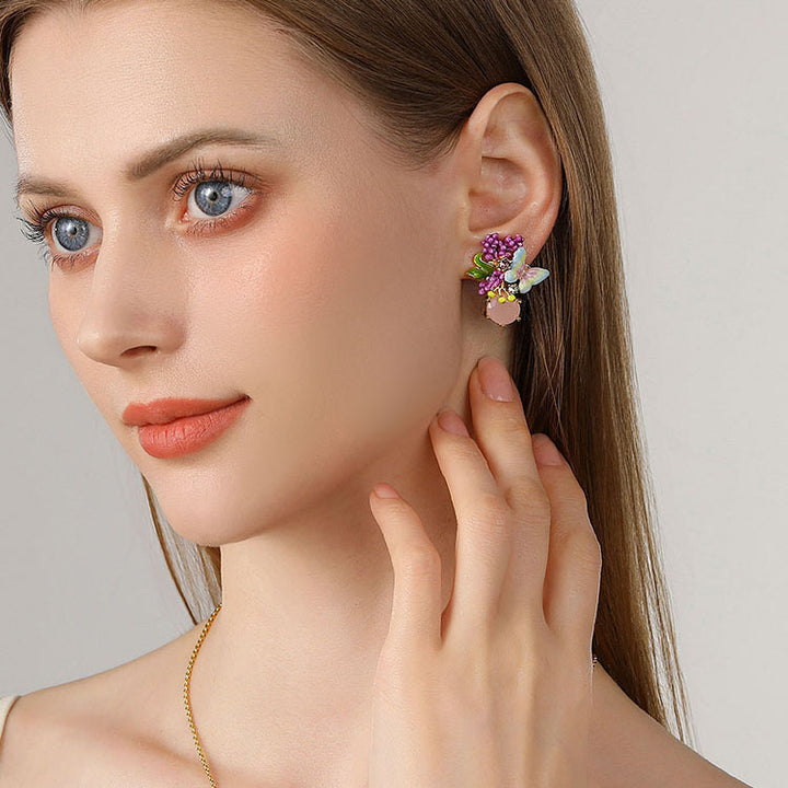 Selenichast Lavender Butterfly Stud Earrings