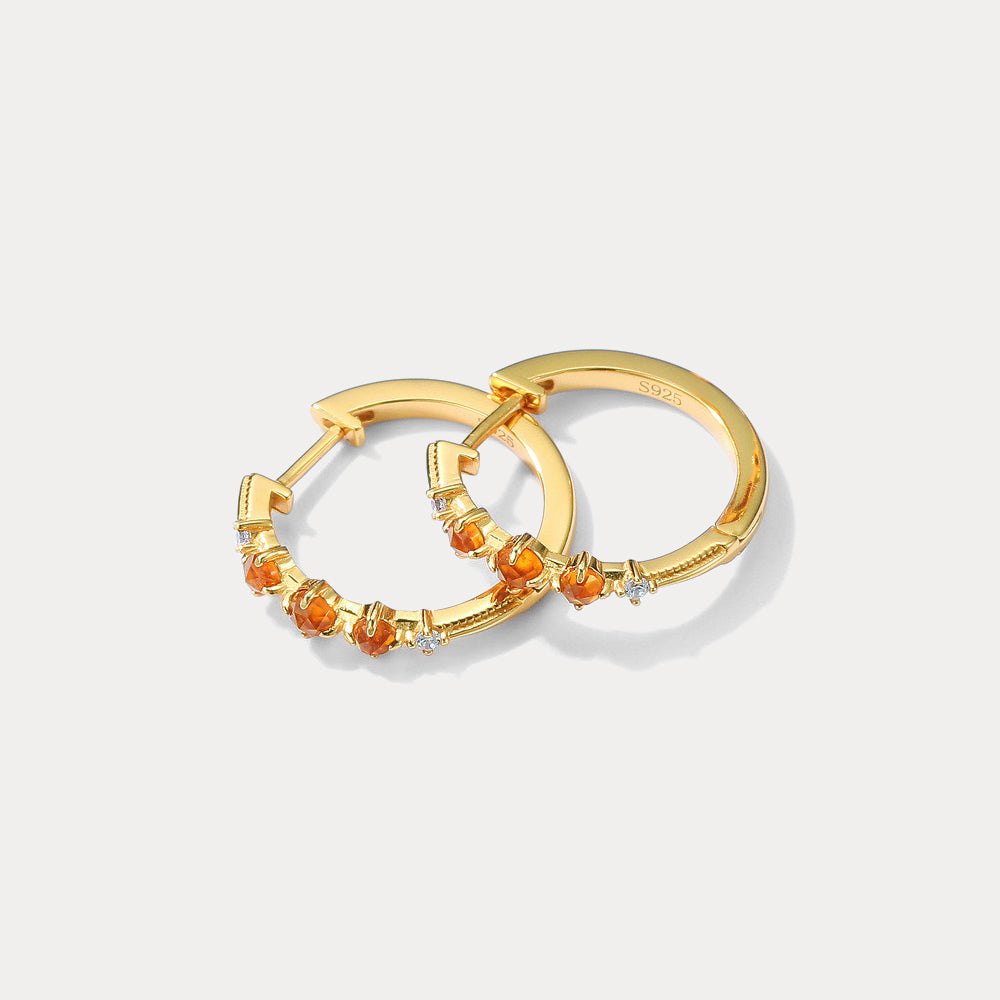 Garnet Hoop Wedding Earrings