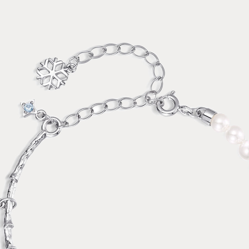 Snowflake Pearl Christmas Charms Bracelet