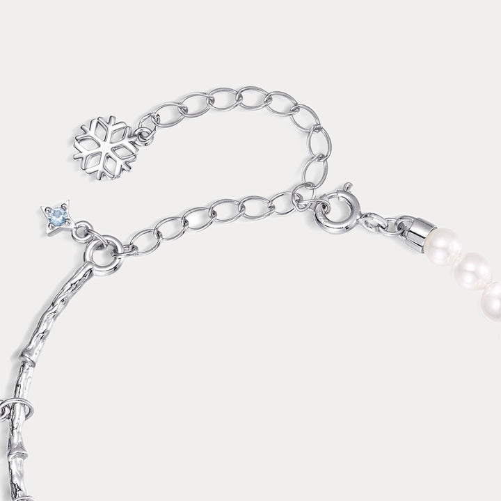Snowflake Pearl Christmas Charms Bracelet