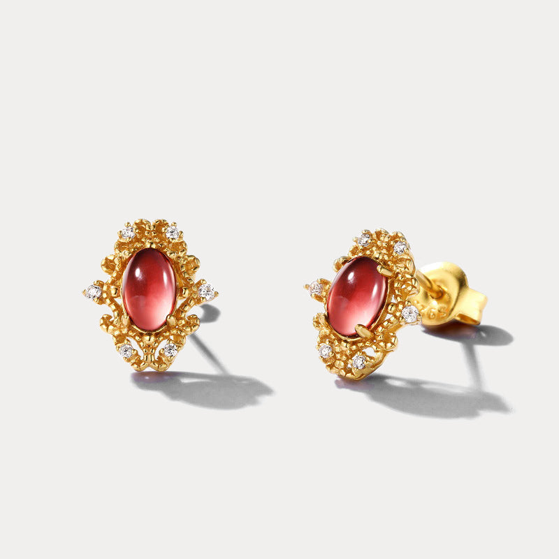 Vintage Gold Garnet Earrings