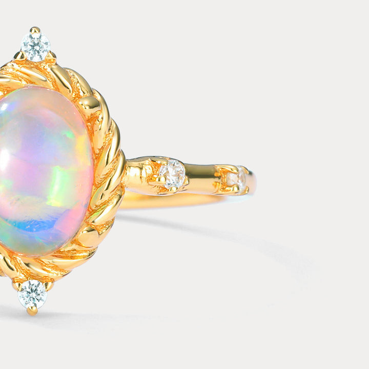 Opal Diamond Gold Ring