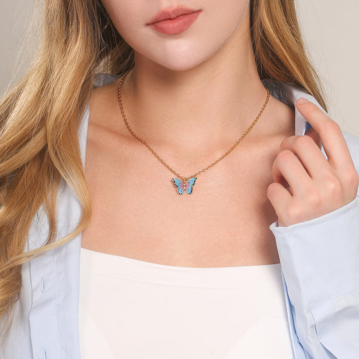 Bluish Violet Butterfly Necklace