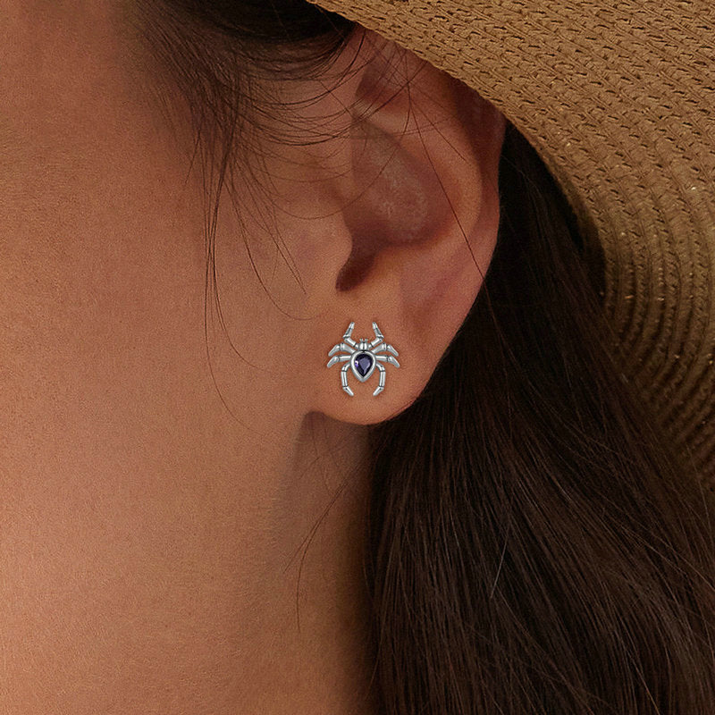 Gothic Spider Stud Sterling Silver Earrings