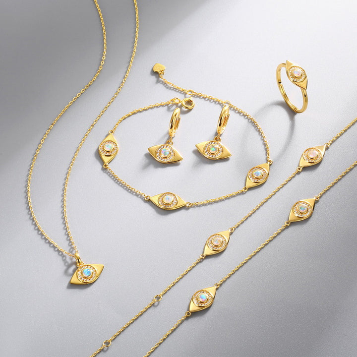 Opal Evil Eye Necklace Jewelry Set