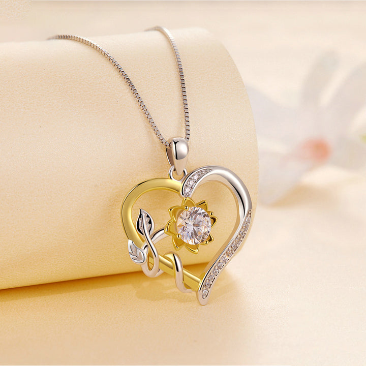 Collana del cuore di girasole moissanite