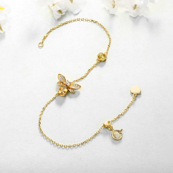 Citrine Honey Bee Bracelet Valentine's Day Jewelry Gift